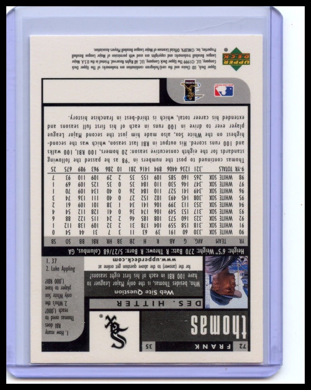 1999 UD Choice #72 Frank Thomas