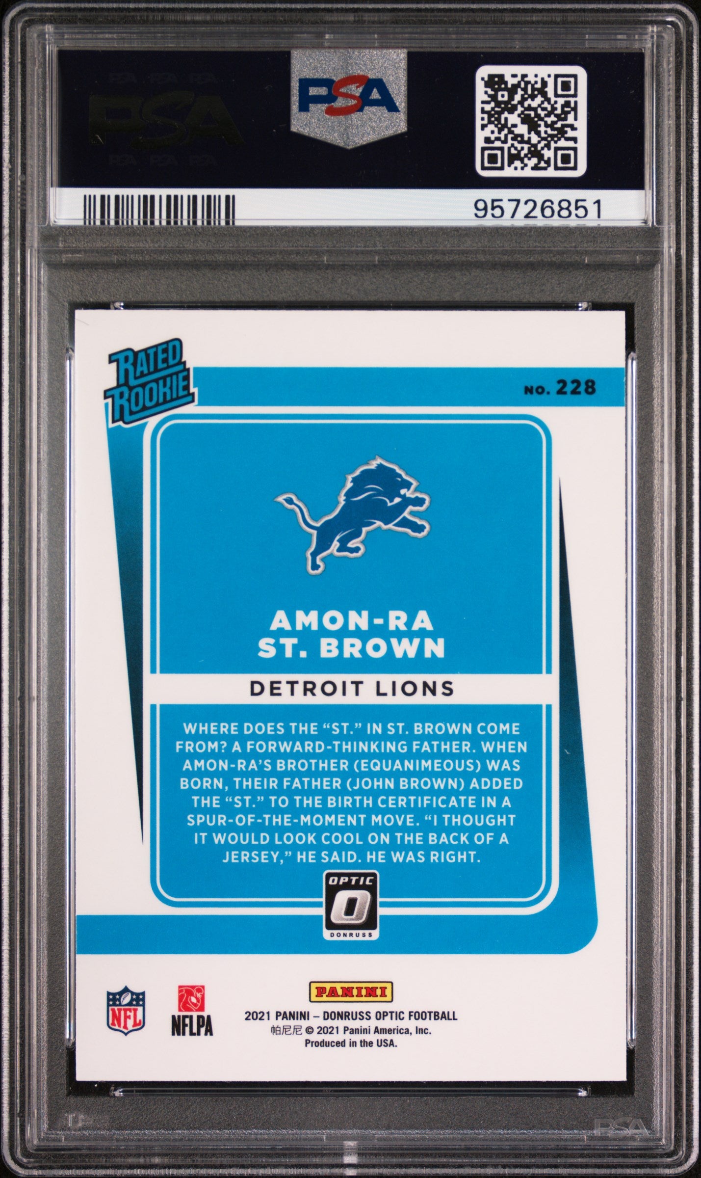 2021 Panini Donruss Optic #228 Amon-Ra St. Brown PSA 9