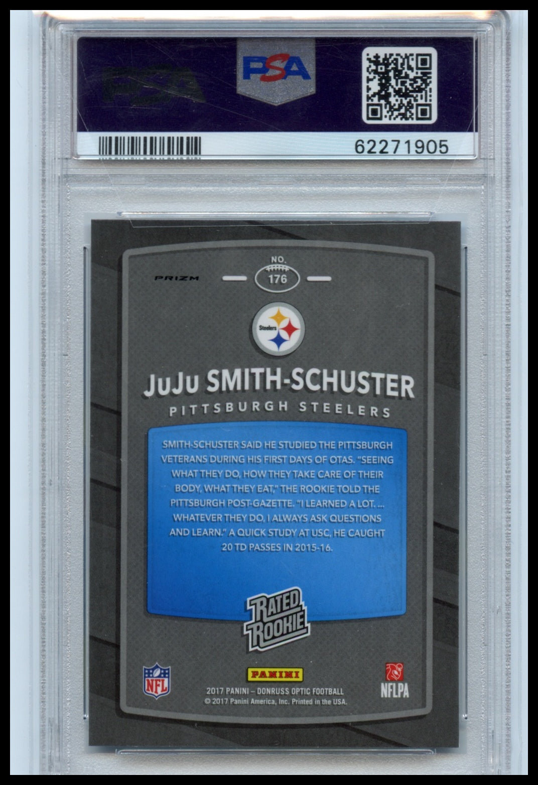 2017 Panini Donruss Optic #176 J.Smith-Schuster Red/Yellow PSA 10