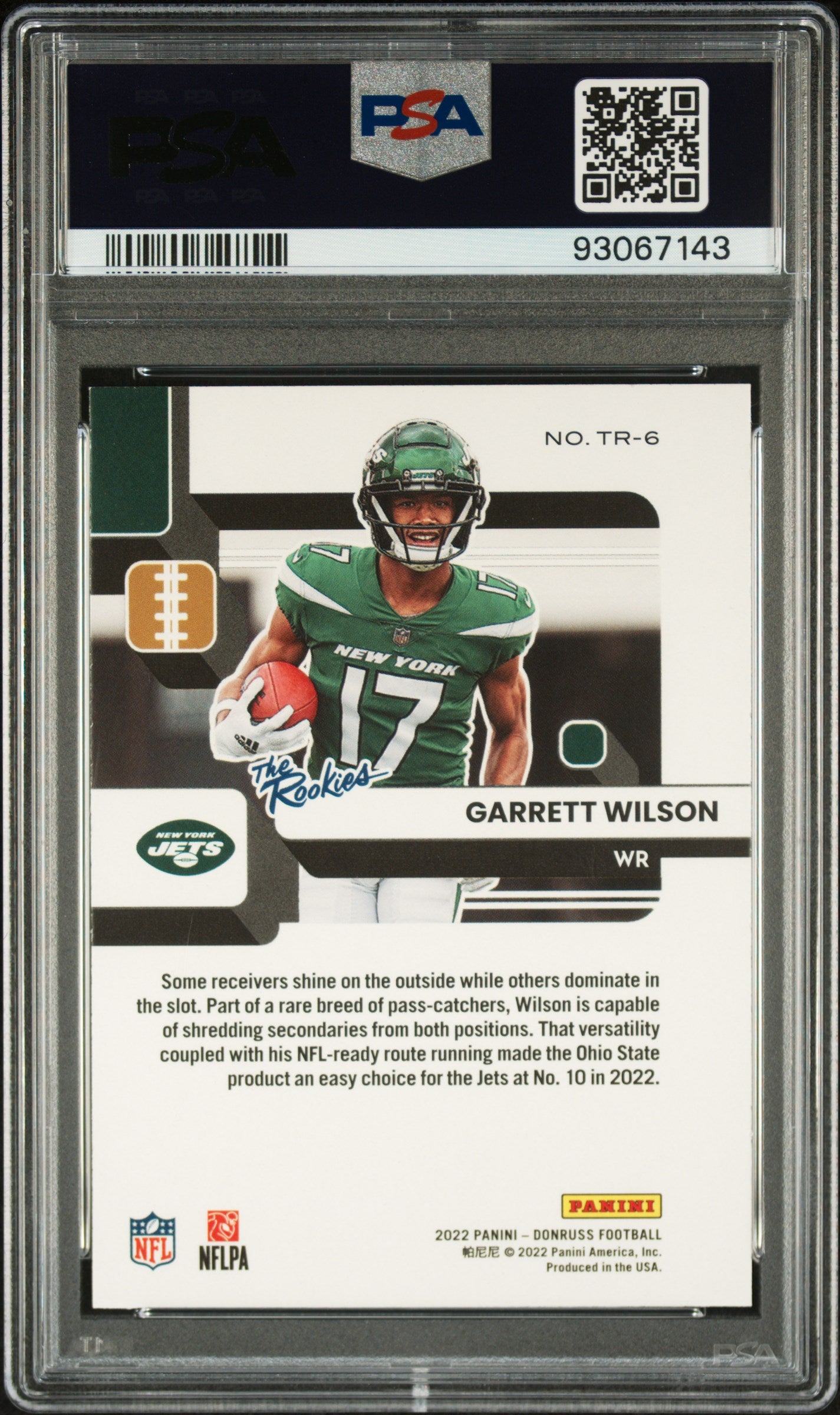 2022 Panini Donruss The Rookies #TR6 Garrett Wilson The Rookies PSA 10