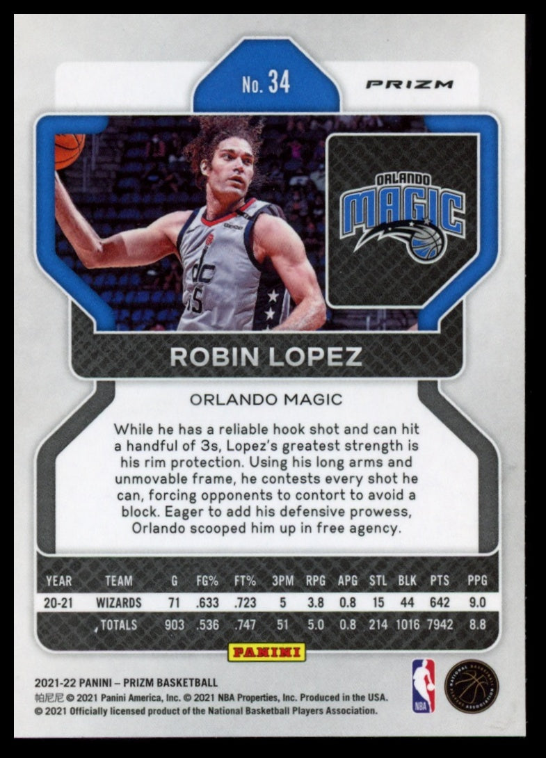 2021-22 Panini Prizm #34 Robin Lopez NBA 75th Anniversary