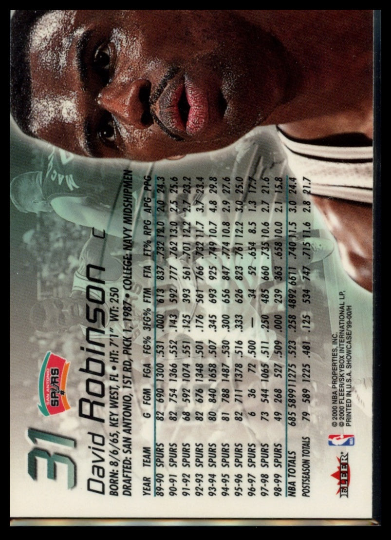 1999-00 Flair Showcase #31 David Robinson