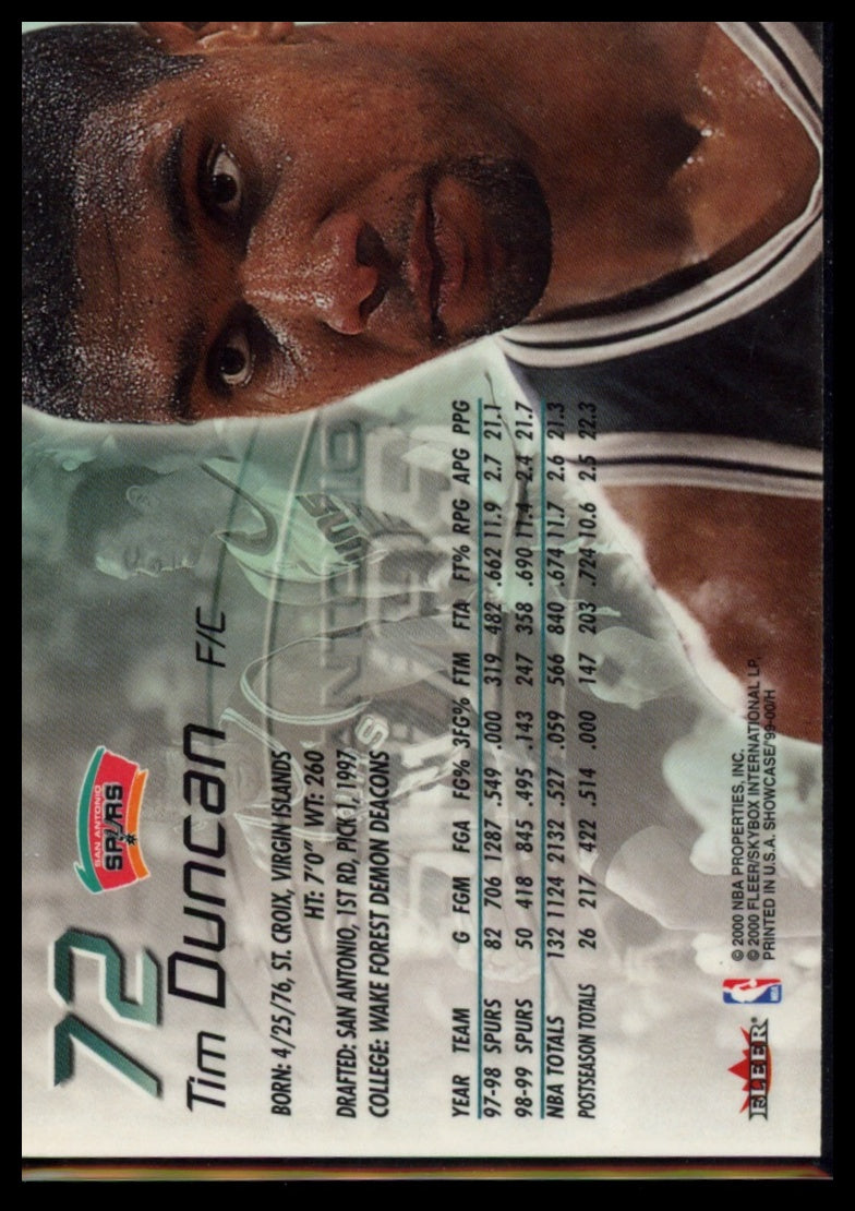 1999-00 Flair Showcase #72 Tim Duncan