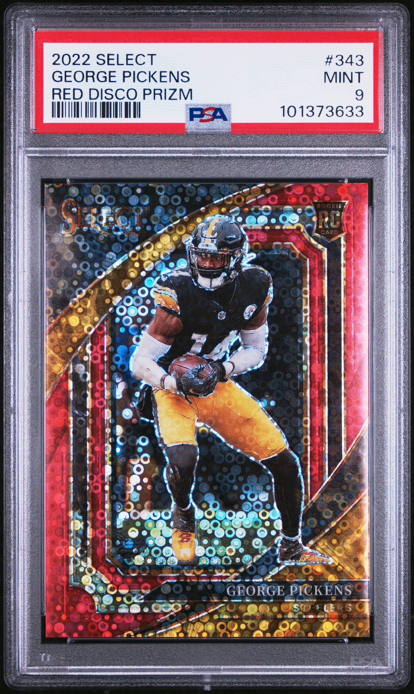 2022 Panini Select #343 George Pickens Red Disco Prizm PSA 9