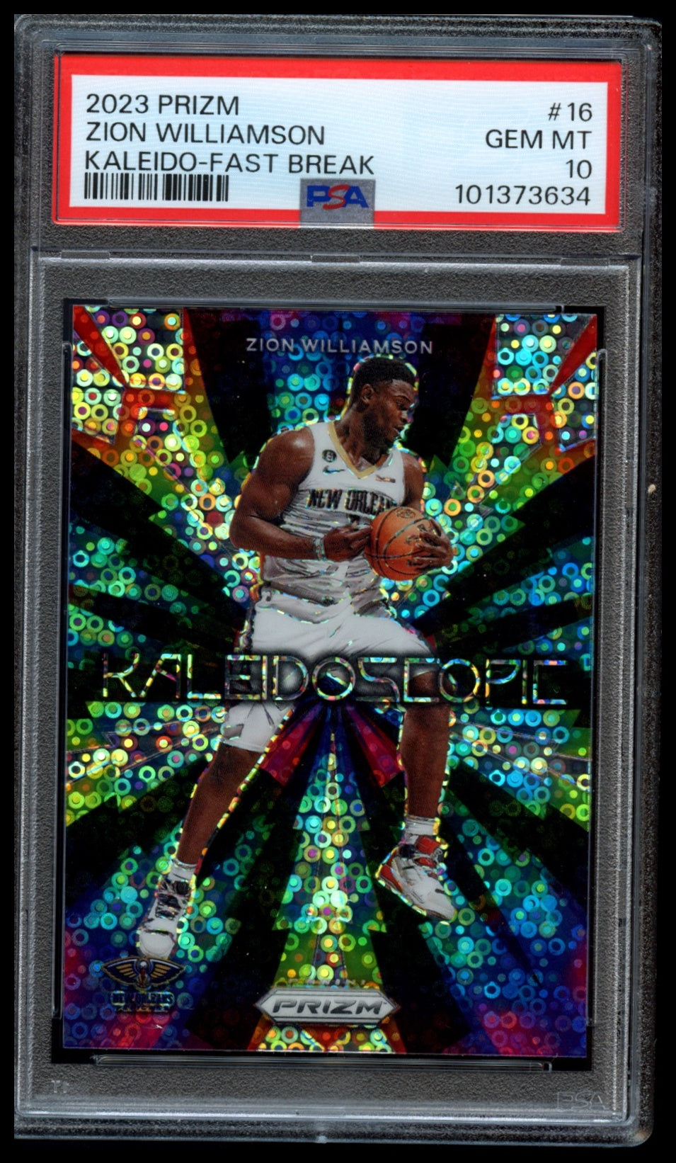 2023-24 Panini Prizm #16 Zion Williamson Kaleidoscopic Prizms Fast Break PSA 10