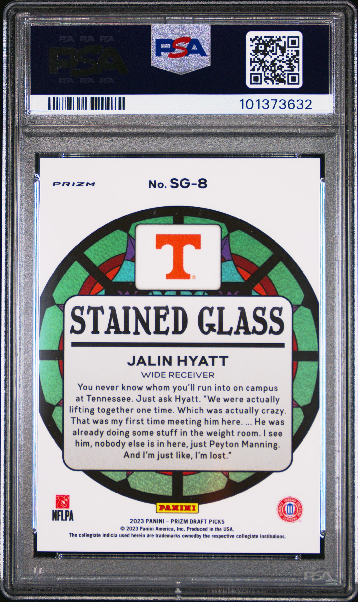 2023 Panini Prizm Draft Picks Stained Glass #SG8 Jalin Hyatt PSA 9