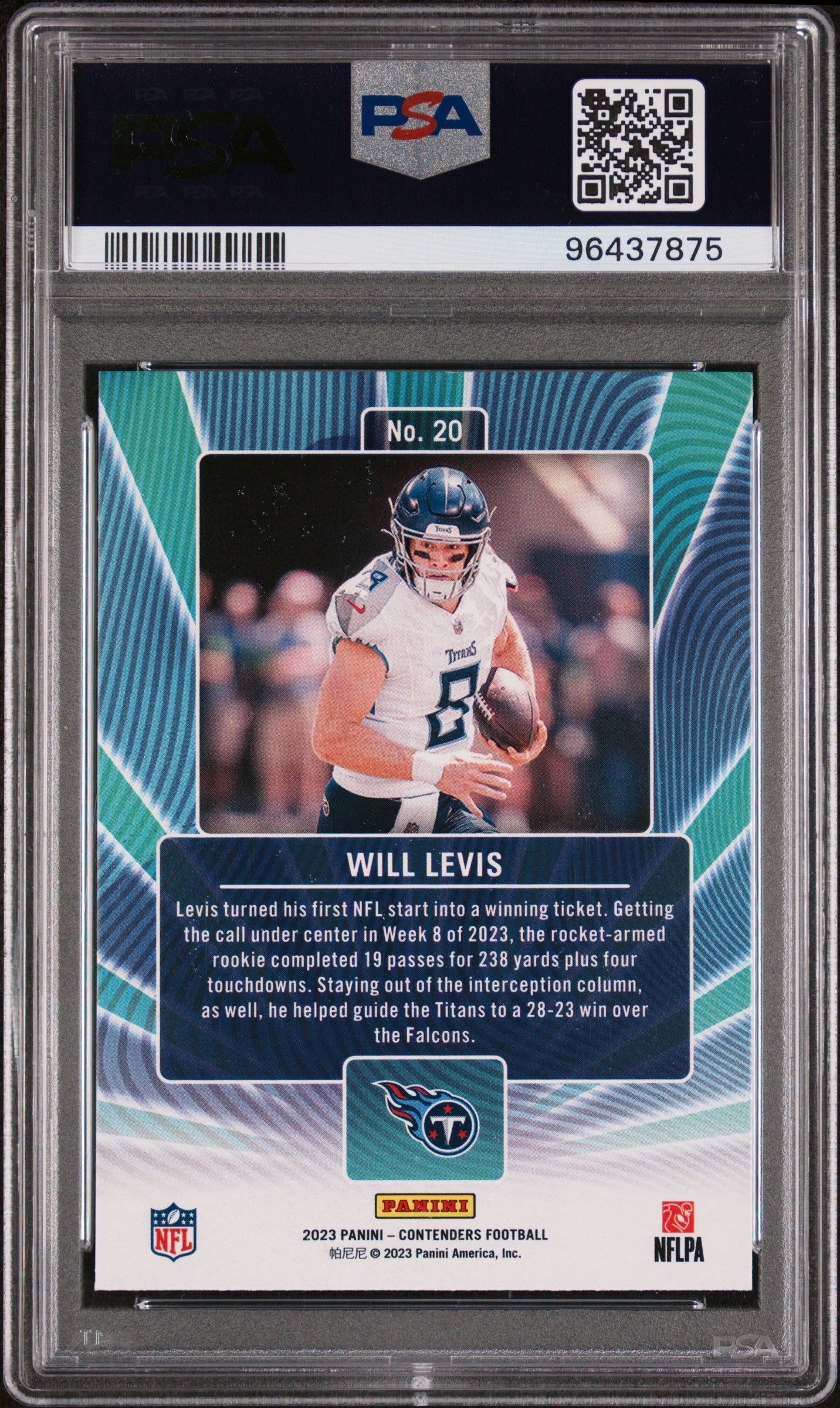 2023 Panini Contenders Winning Ticket #20 Will Levis Winning Ticket PSA 9