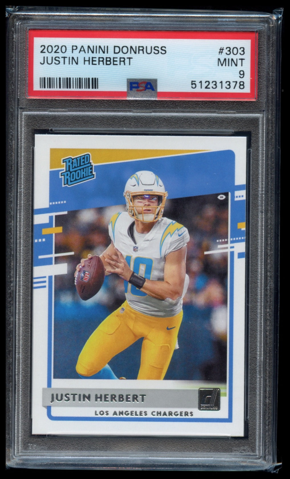 2020 Panini Donruss #303 Justin Herbert PSA 9