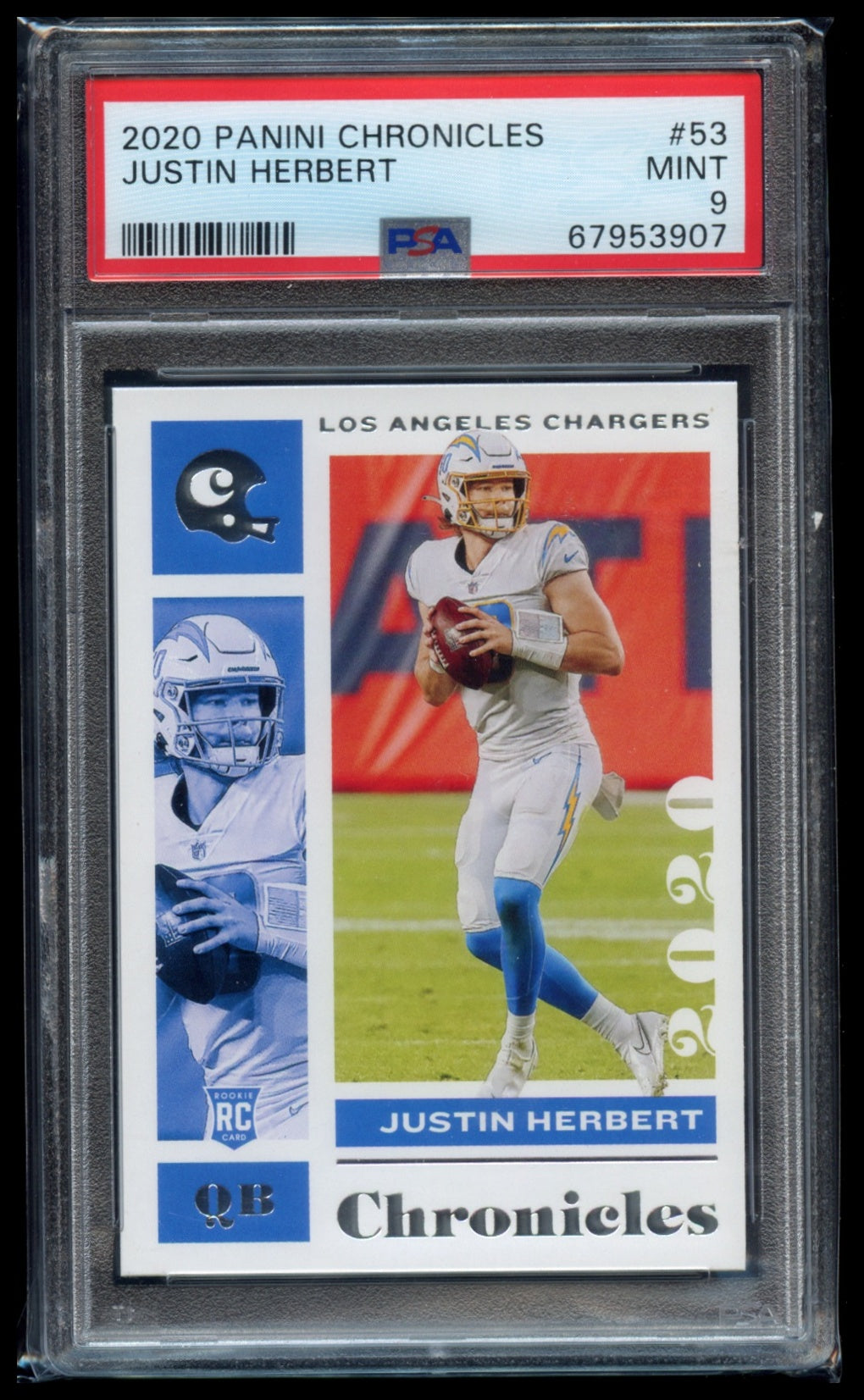 2020 Panini Chronicles #53 Justin Herbert PSA 9