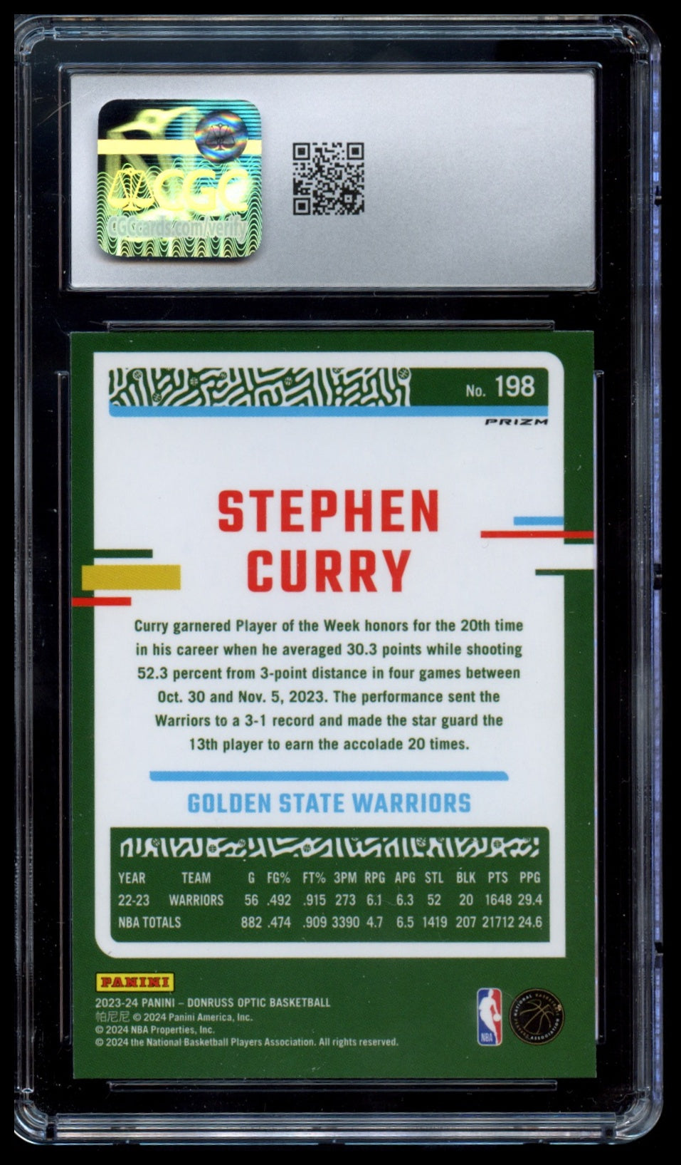 2023-24 Donruss Optic #198 Stephen Curry Holo CGC 10