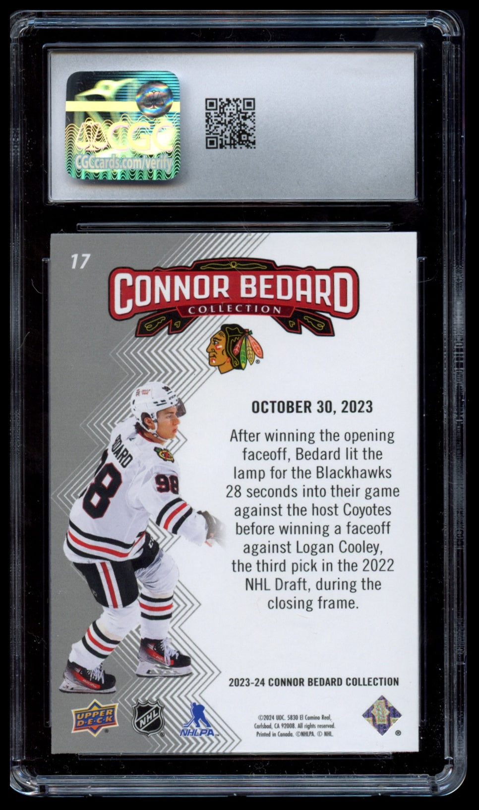 2023-24 Upper Deck Connor Bedard Collection #17 CGC 10