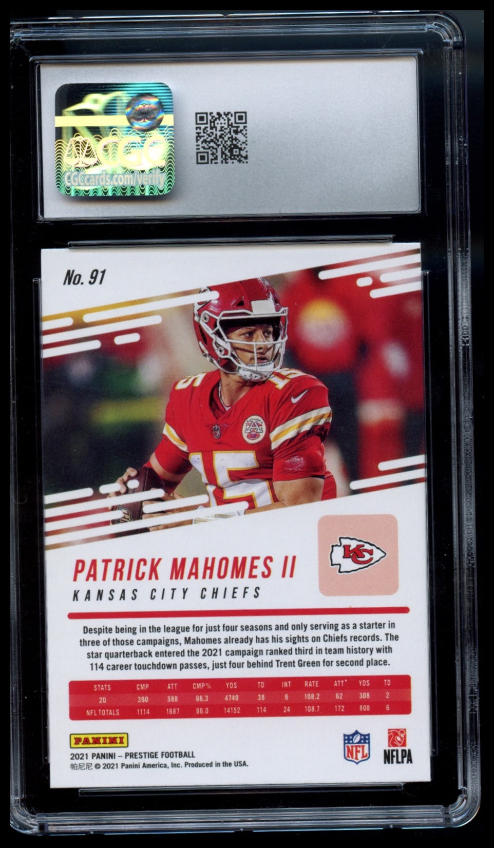 2021 Panini Prestige #91 Patrick Mahomes II Xtra Points Hyper CGC 10