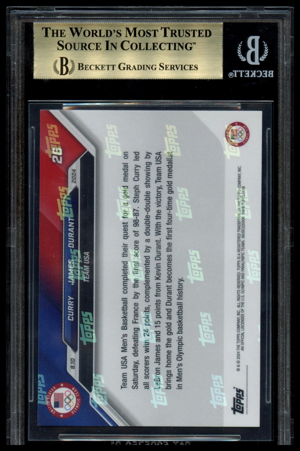 2024 Topps Now Olympic / Paralympic Games #26 James / Curry / Durant BGS 9.5