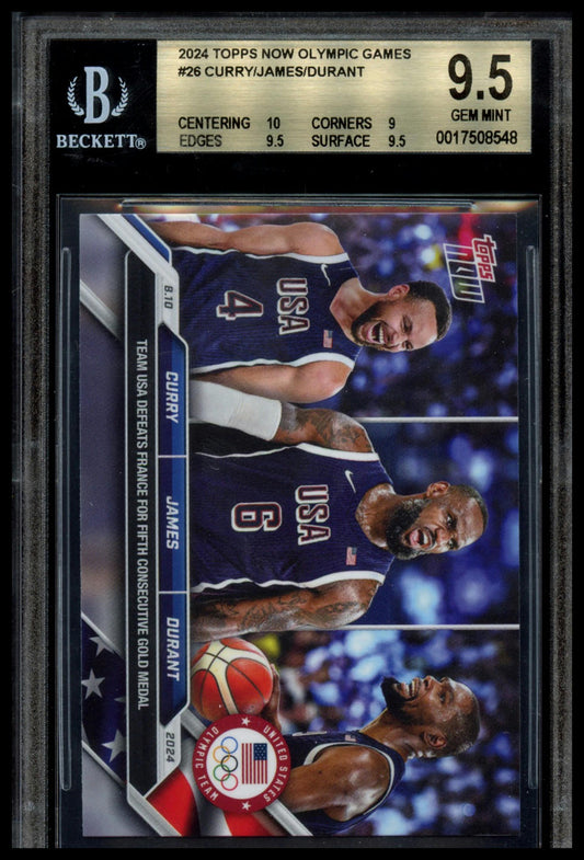 2024 Topps Now Olympic / Paralympic Games #26 James / Curry / Durant BGS 9.5