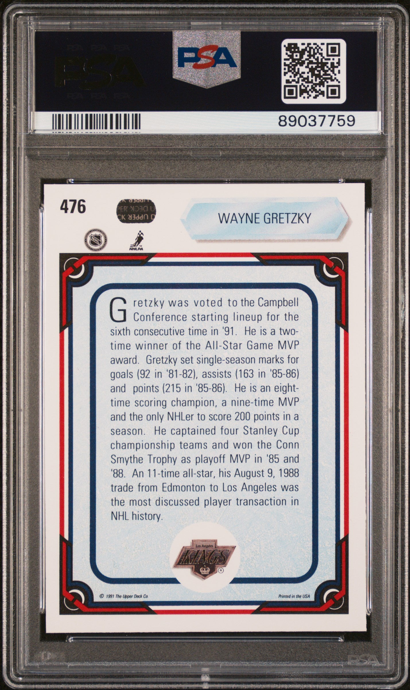 1990 Upper Deck #476 Wayne Gretzky PSA 10