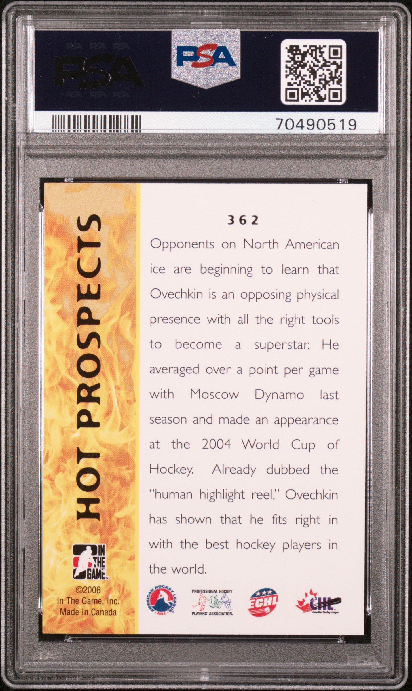 2005 In The Game Heroes & Prospects #362 Alexander Ovechkin PSA 10