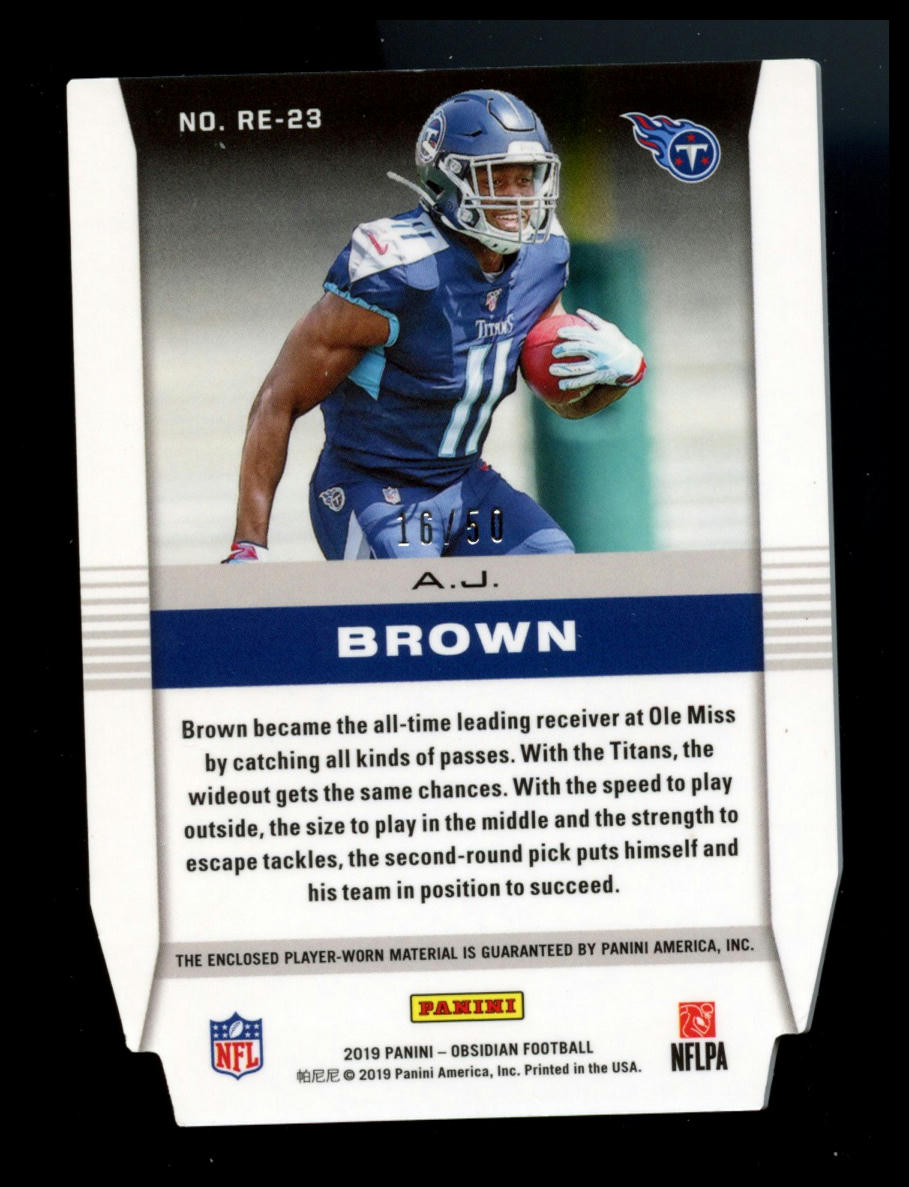 2019 Panini Obsidian #RE-23 A.J. Brown Rookie Eruption Electric Etch Orange #/50