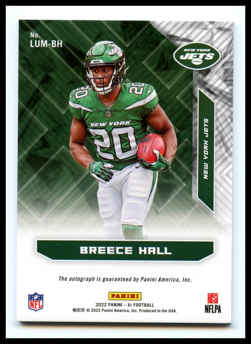 2022 Panini XR #LUM-BH Breece Hall Luminous Endorsements #/99