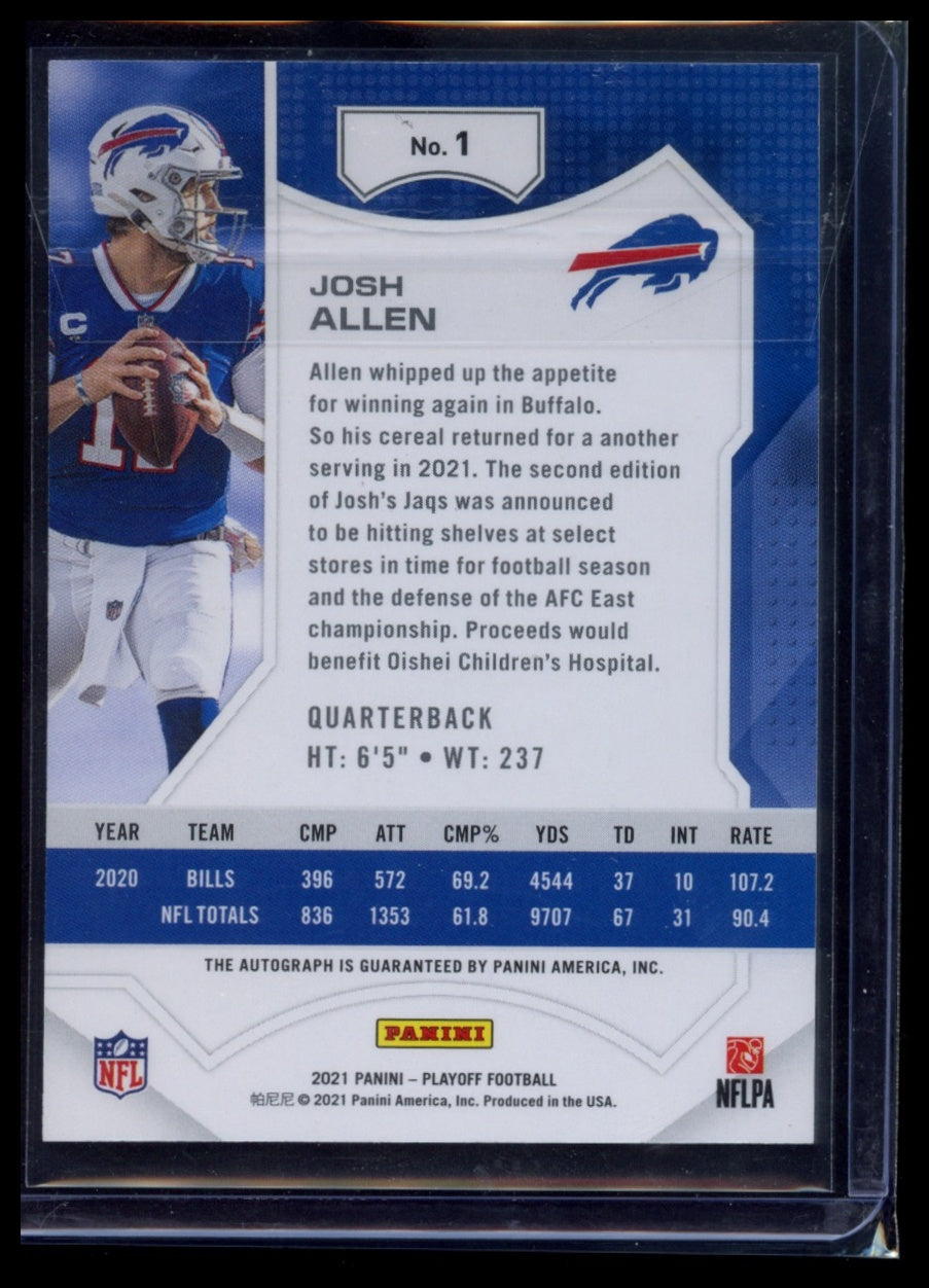 2021 Panini Playoff #1 Josh Allen Autographs Red Zone