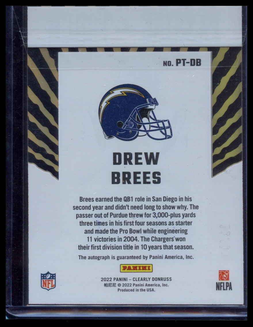 2022 Panini Clearly Donruss - Drew Brees Auto /99 #PT-DB