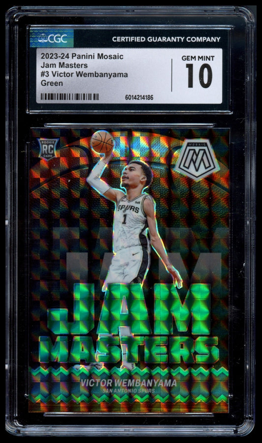 2023-24 Panini Mosaic #3 Victor Wembanyama Jam Masters Mosaic Green CGC 10