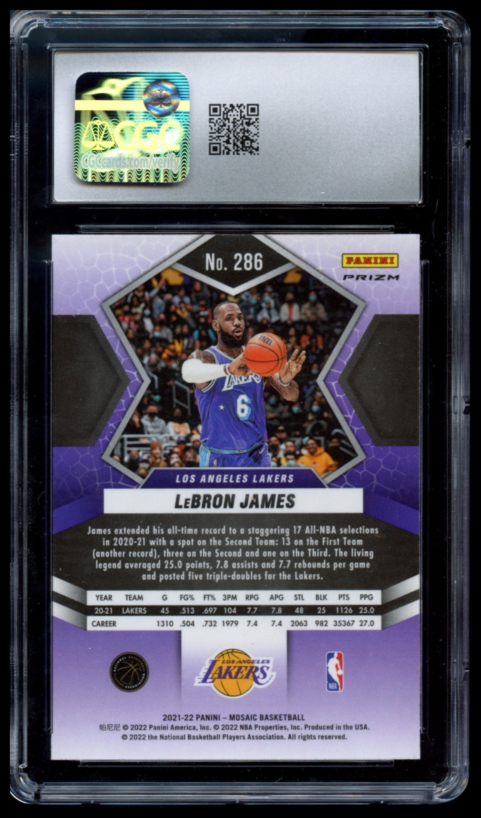 2021-22 Panini Mosaic #286 LeBron James Silver CGC 10