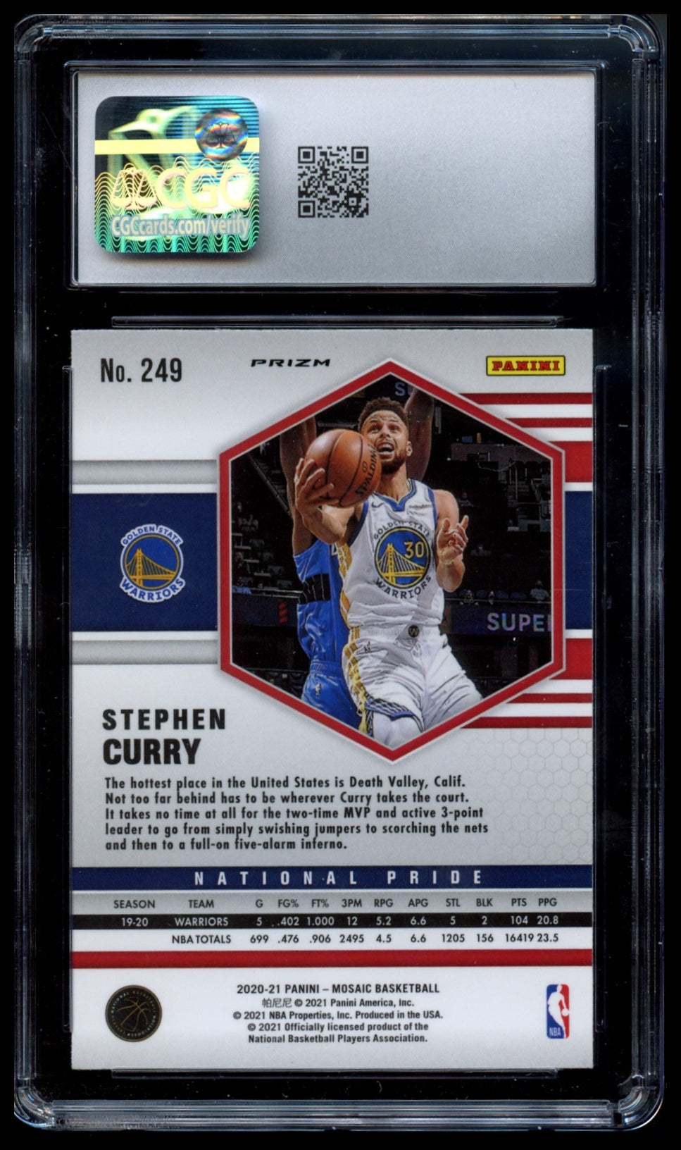 2020-21 Panini Mosaic #249 Stephen Curry Mosaic Reactive Orange CGC 10