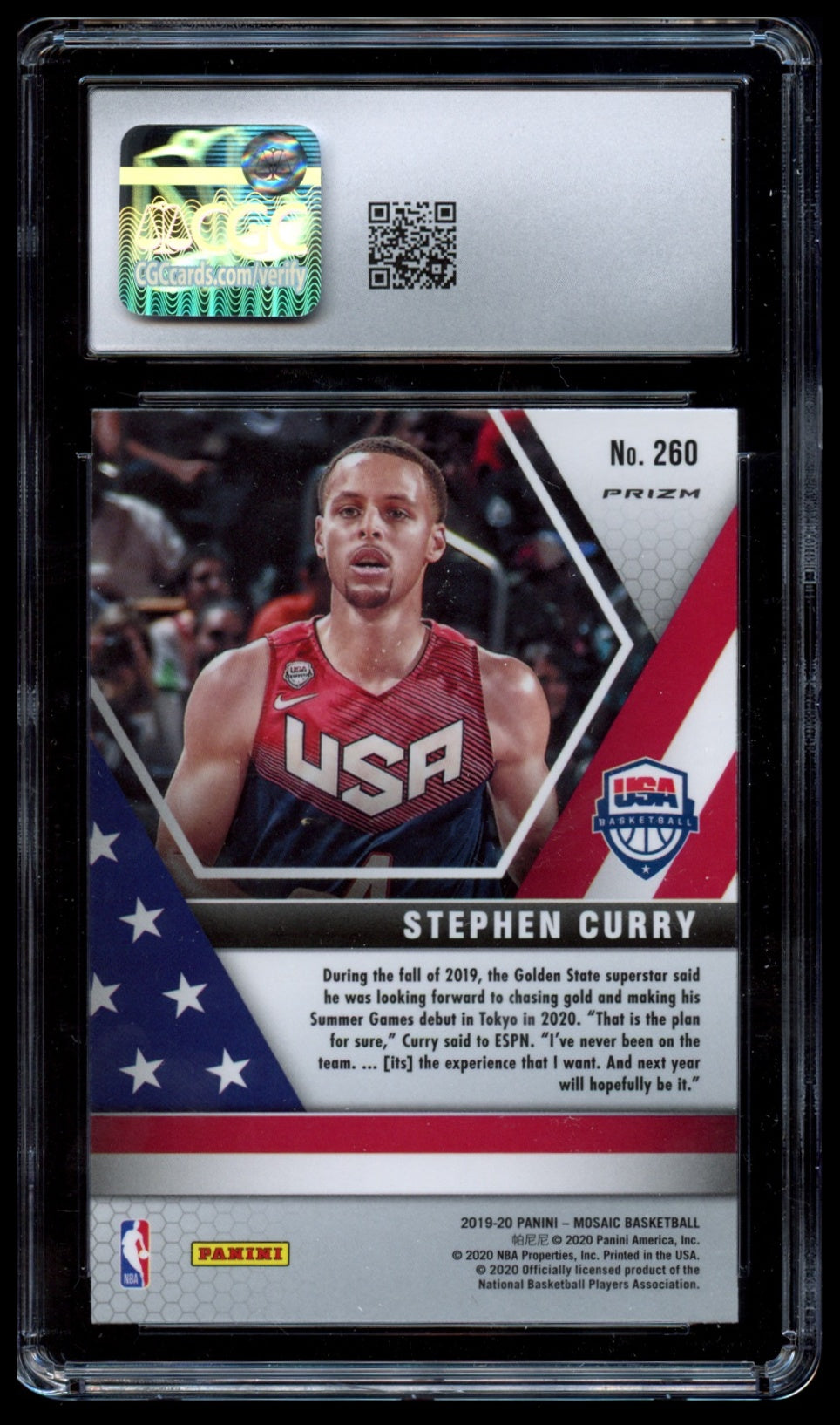 2019-20 Panini Mosaic #260 Stephen Curry Reactive Blue CGC 10