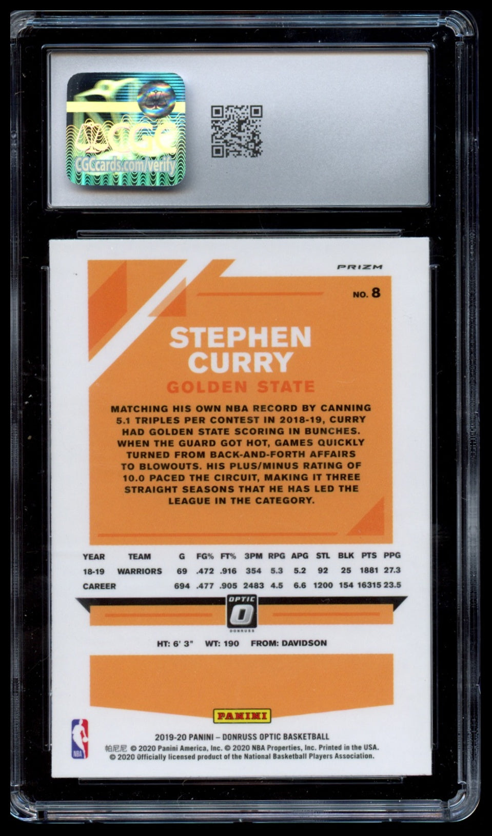 2019-20 Donruss Optic #8 Stephen Curry Fanatics Factory Set (Silver Wave) CGC 10