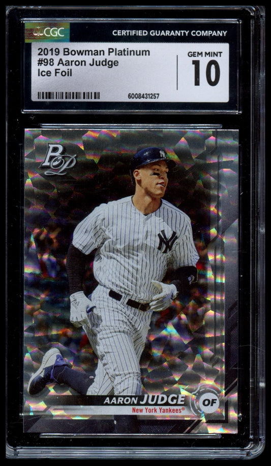 2019 Bowman Platinum #98 Aaron Judge Ice CGC 10