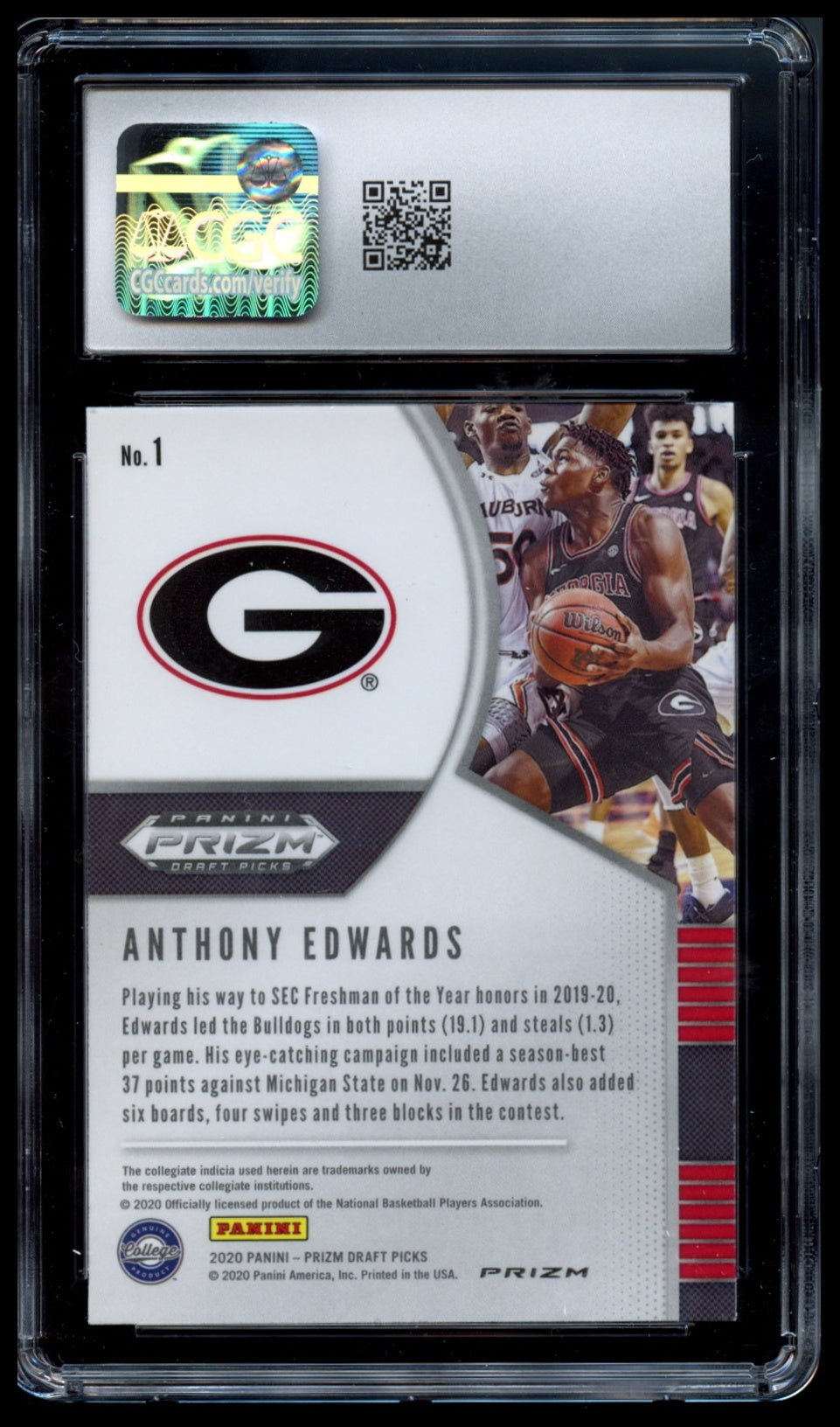 2020 Panini Prizm Draft Picks #1 Anthony Edwards Red White and Blue CGC 10