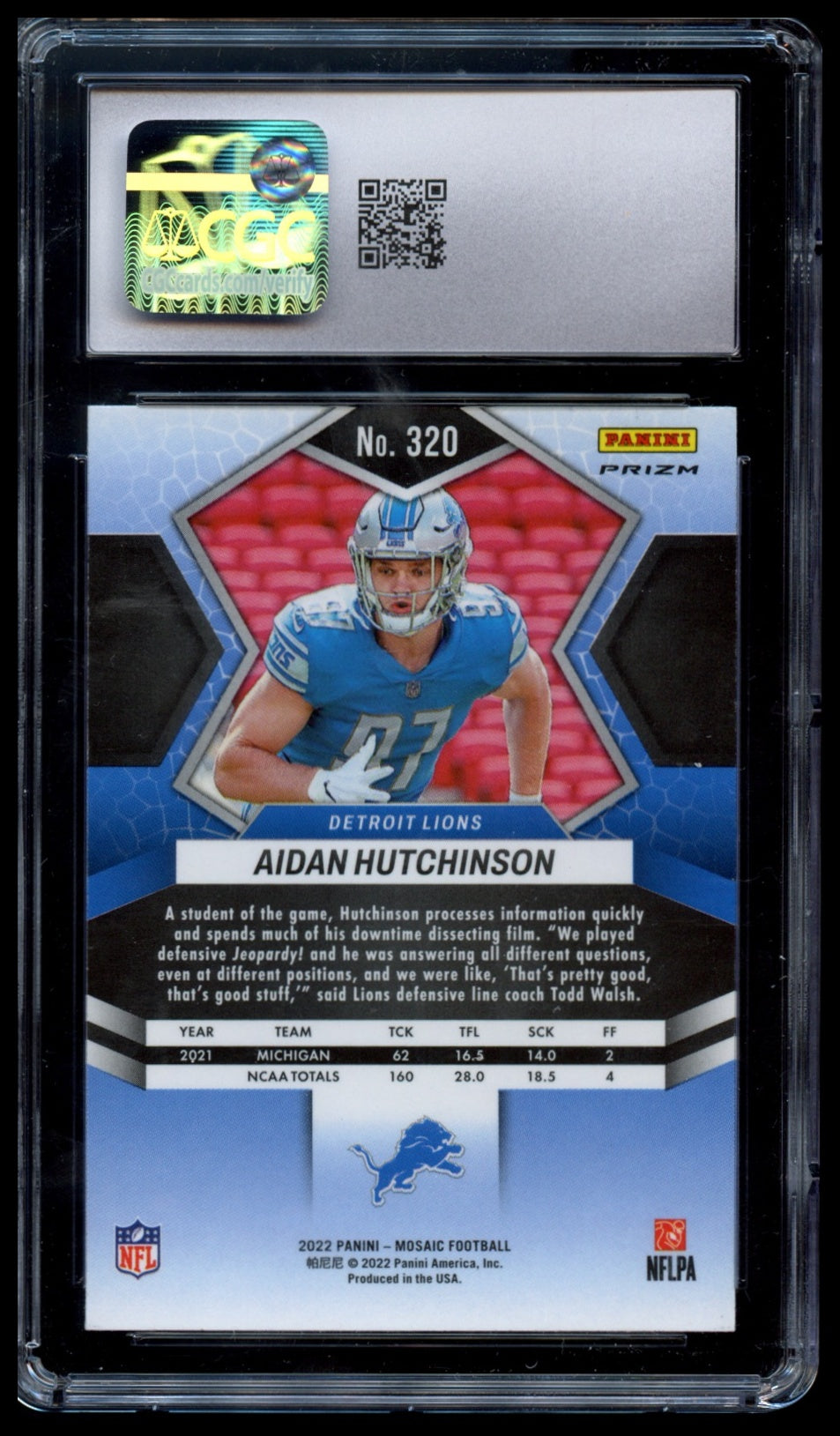 2022 Panini Mosaic - Reactive Orange #320 AIDAN HUTCHINSON CGC 10