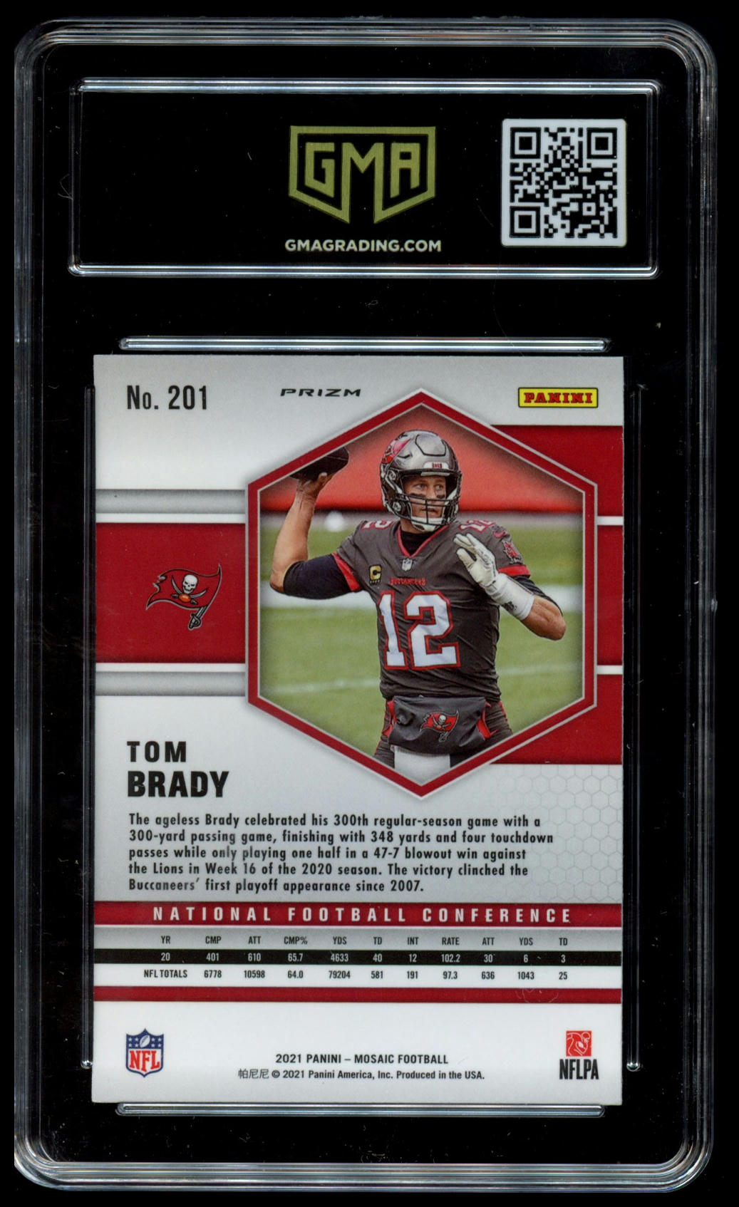 2021 Panini Mosaic #201 Tom Brady Prizm Silver GMA 9