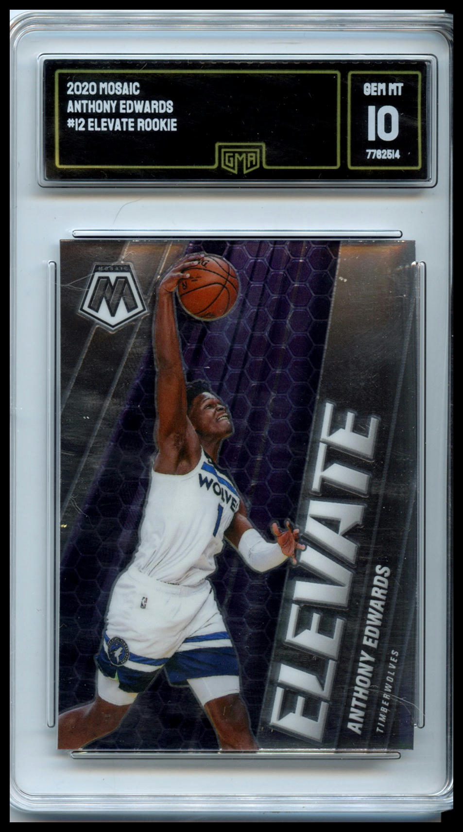 2020-21 Panini Mosaic #12 Anthony Edwards Elevate GMA 10