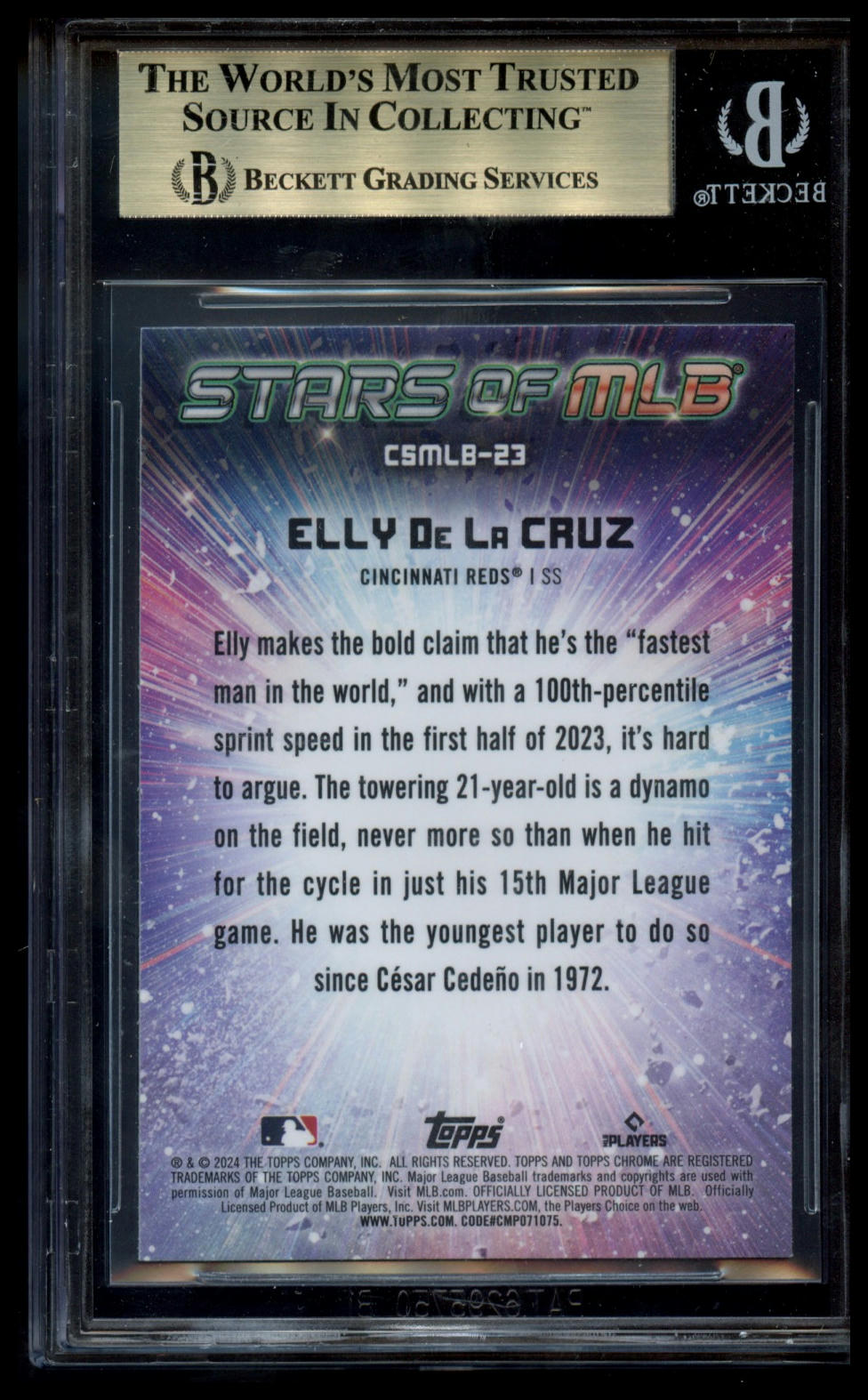 2024 Topps #CSMLB-23 Elly De La Cruz Stars of MLB Chrome BGS 9.5