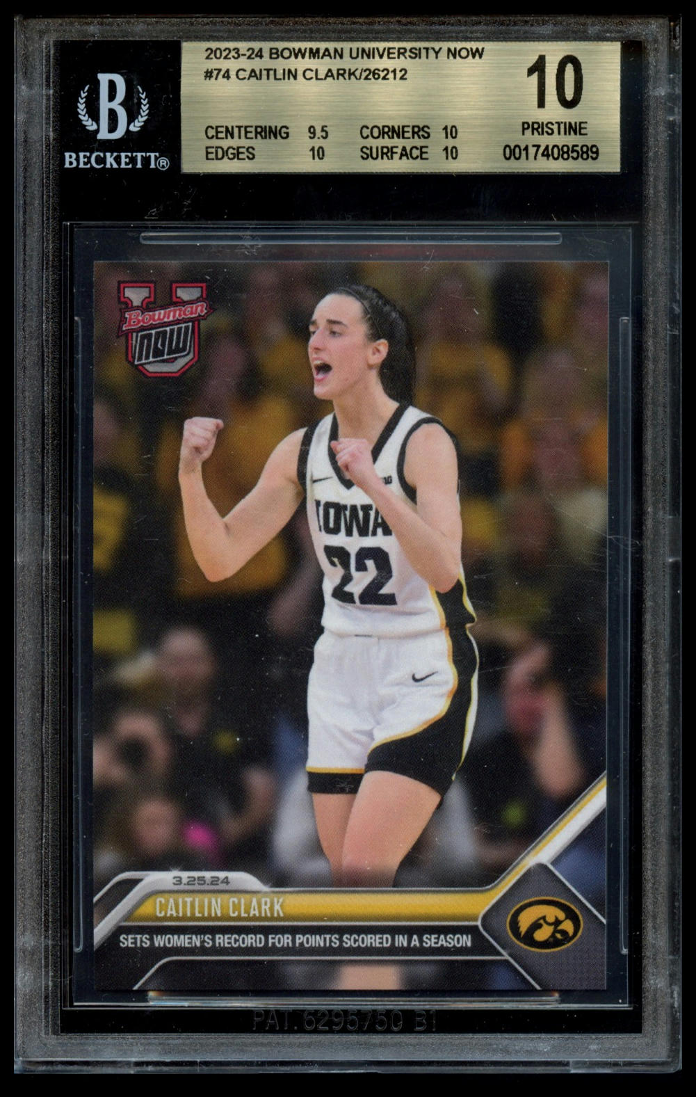 2023-24 Bowman U Now #74 Caitlin Clark BGS 10