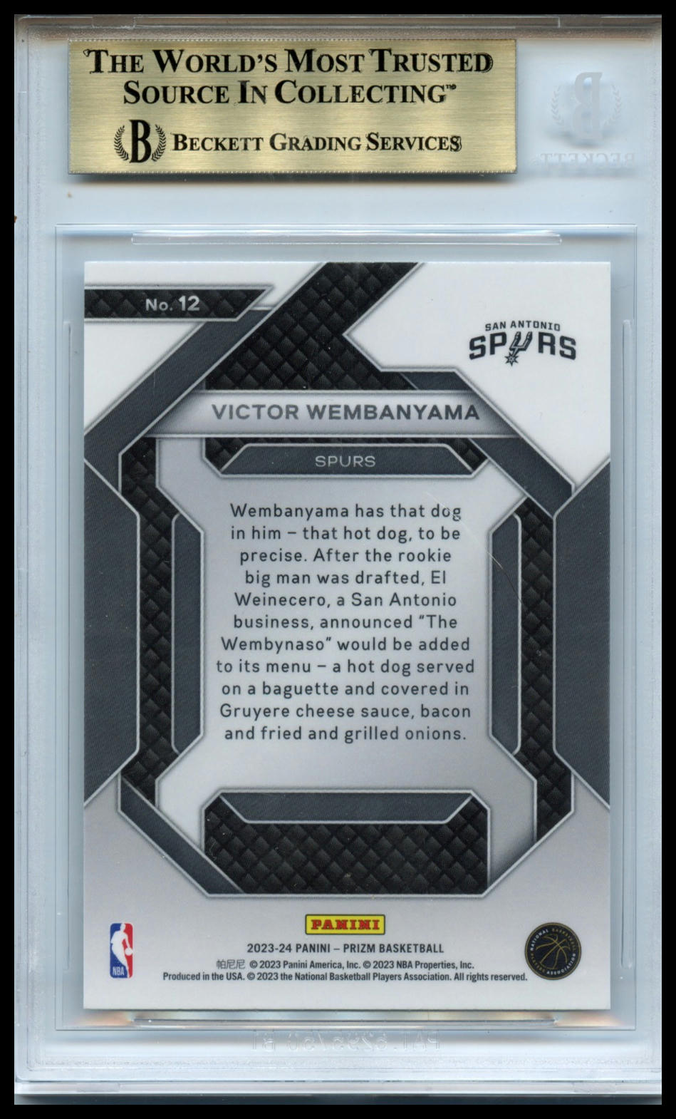 2023-24 Panini Prizm #12 Victor Wembanyama Emergent BGS 9.5